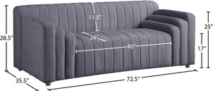 Naya Velvet / Engineered Wood / Metal / Foam Contemporary Grey Velvet Loveseat - 72.5" W x 35.5" D x 28.5" H
