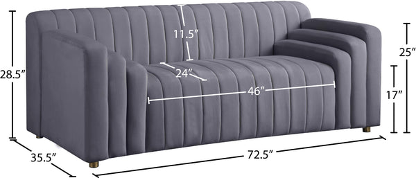 Naya Velvet / Engineered Wood / Metal / Foam Contemporary Grey Velvet Loveseat - 72.5" W x 35.5" D x 28.5" H