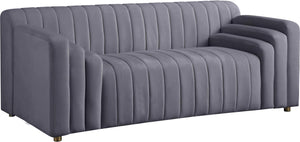 Naya Velvet / Engineered Wood / Metal / Foam Contemporary Grey Velvet Loveseat - 72.5" W x 35.5" D x 28.5" H