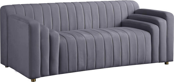 Naya Velvet / Engineered Wood / Metal / Foam Contemporary Grey Velvet Loveseat - 72.5" W x 35.5" D x 28.5" H
