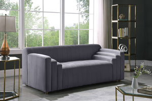 Naya Velvet / Engineered Wood / Metal / Foam Contemporary Grey Velvet Loveseat - 72.5" W x 35.5" D x 28.5" H