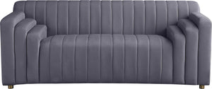 Naya Velvet / Engineered Wood / Metal / Foam Contemporary Grey Velvet Loveseat - 72.5" W x 35.5" D x 28.5" H