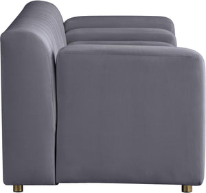 Naya Velvet / Engineered Wood / Metal / Foam Contemporary Grey Velvet Loveseat - 72.5" W x 35.5" D x 28.5" H