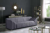 Naya Velvet / Engineered Wood / Metal / Foam Contemporary Grey Velvet Sofa - 93.5" W x 35.5" D x 28.5" H