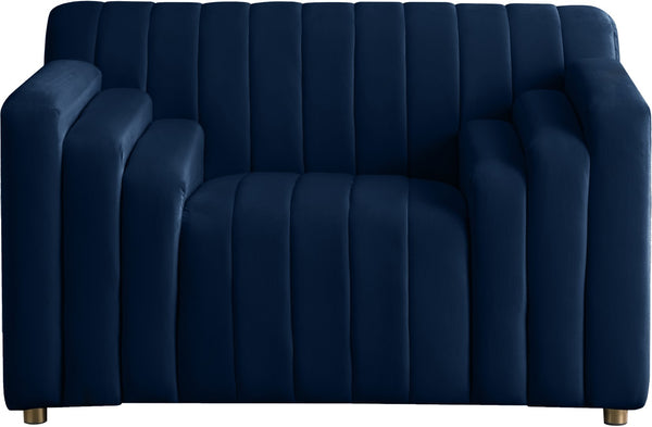 Naya Velvet / Engineered Wood / Metal / Foam Contemporary Navy Velvet Chair - 51.5" W x 35.5" D x 28.5" H