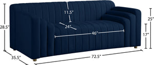 Naya Velvet / Engineered Wood / Metal / Foam Contemporary Navy Velvet Loveseat - 72.5" W x 35.5" D x 28.5" H