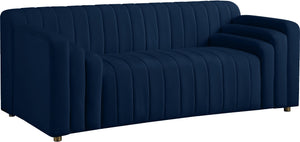 Naya Velvet / Engineered Wood / Metal / Foam Contemporary Navy Velvet Loveseat - 72.5" W x 35.5" D x 28.5" H