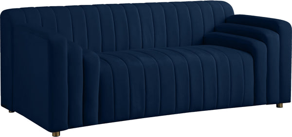 Naya Velvet / Engineered Wood / Metal / Foam Contemporary Navy Velvet Loveseat - 72.5" W x 35.5" D x 28.5" H