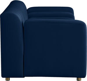 Naya Velvet / Engineered Wood / Metal / Foam Contemporary Navy Velvet Loveseat - 72.5" W x 35.5" D x 28.5" H