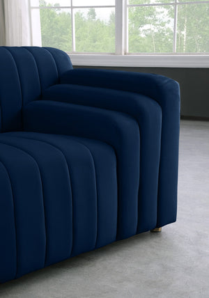 Naya Velvet / Engineered Wood / Metal / Foam Contemporary Navy Velvet Loveseat - 72.5" W x 35.5" D x 28.5" H
