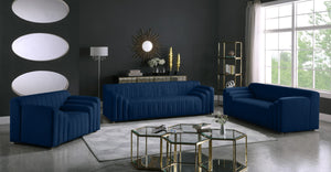 Naya Velvet / Engineered Wood / Metal / Foam Contemporary Navy Velvet Loveseat - 72.5" W x 35.5" D x 28.5" H