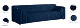 Naya Velvet / Engineered Wood / Metal / Foam Contemporary Navy Velvet Sofa - 93.5" W x 35.5" D x 28.5" H