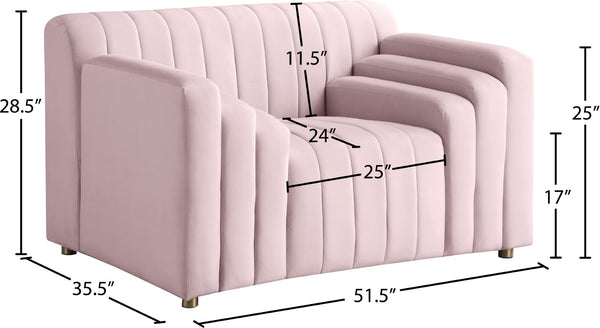 Naya Velvet / Engineered Wood / Metal / Foam Contemporary Pink Velvet Chair - 51.5" W x 35.5" D x 28.5" H