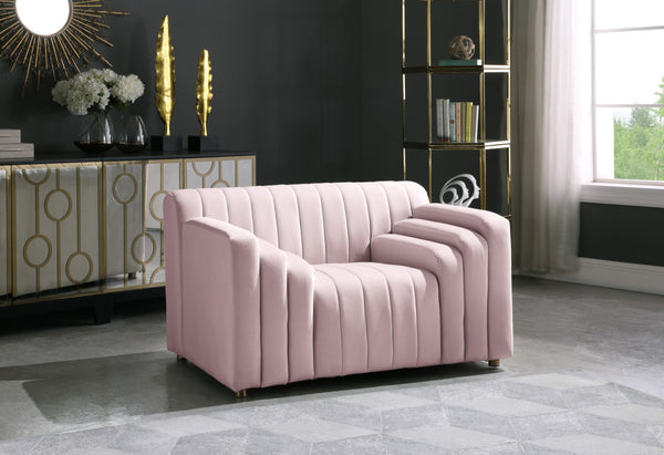 Naya Velvet / Engineered Wood / Metal / Foam Contemporary Pink Velvet Chair - 51.5" W x 35.5" D x 28.5" H