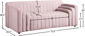 Naya Velvet / Engineered Wood / Metal / Foam Contemporary Pink Velvet Loveseat - 72.5" W x 35.5" D x 28.5" H