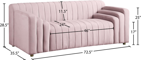 Naya Velvet / Engineered Wood / Metal / Foam Contemporary Pink Velvet Loveseat - 72.5" W x 35.5" D x 28.5" H