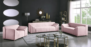 Naya Velvet / Engineered Wood / Metal / Foam Contemporary Pink Velvet Loveseat - 72.5" W x 35.5" D x 28.5" H