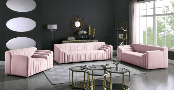 Naya Velvet / Engineered Wood / Metal / Foam Contemporary Pink Velvet Loveseat - 72.5" W x 35.5" D x 28.5" H