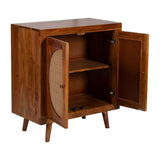 Sagebrook Home Contemporary Wood/cane, 30x33" 2-door Cabinet. Natural 17871 Brown Acacia Wood