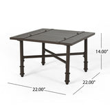 Vienne Outdoor Aluminum Side Table, Brown Noble House