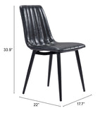 English Elm EE2696 100% Polyurethane, Plywood, Steel Modern Commercial Grade Dining Chair Set - Set of 2 Vintage Black, Black 100% Polyurethane, Plywood, Steel