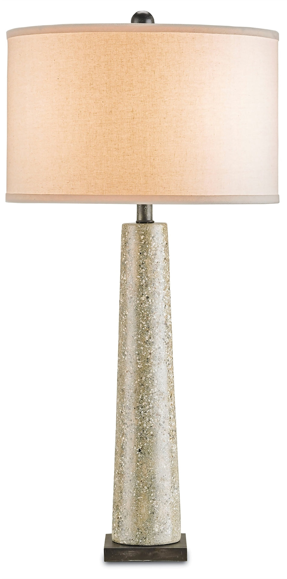 Epigram Table Lamp - Polished Concrete & Aged Steel Elegance with Bone Linen Shade - 3-Way Switch