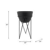 Sagebrook Home Contemporary Metal 14" Planter In Stand, Black 16238 Black Iron