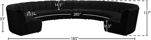 Infinity Velvet / Engineered Wood / Foam Contemporary Black Velvet 10pc. Modular Sectional - 183" W x 157" D x 33" H