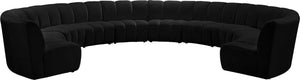 Infinity Velvet / Engineered Wood / Foam Contemporary Black Velvet 10pc. Modular Sectional - 183" W x 157" D x 33" H