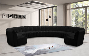 Infinity Velvet / Engineered Wood / Foam Contemporary Black Velvet 10pc. Modular Sectional - 183" W x 157" D x 33" H