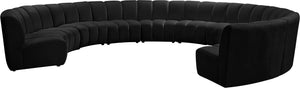 Infinity Velvet / Engineered Wood / Foam Contemporary Black Velvet 10pc. Modular Sectional - 183" W x 157" D x 33" H