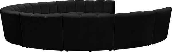 Infinity Velvet / Engineered Wood / Foam Contemporary Black Velvet 10pc. Modular Sectional - 183" W x 157" D x 33" H
