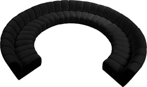 Infinity Velvet / Engineered Wood / Foam Contemporary Black Velvet 10pc. Modular Sectional - 183" W x 157" D x 33" H