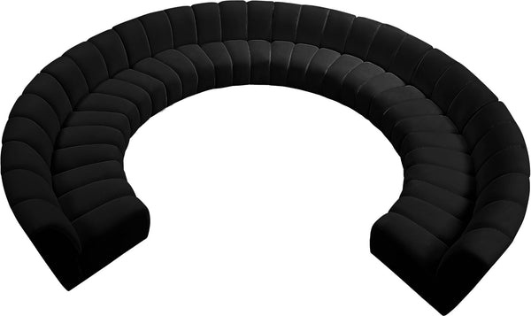 Infinity Velvet / Engineered Wood / Foam Contemporary Black Velvet 10pc. Modular Sectional - 183" W x 157" D x 33" H