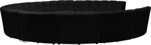Infinity Velvet / Engineered Wood / Foam Contemporary Black Velvet 11pc. Modular Sectional - 183" W x 171" D x 33" H