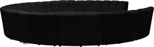 Infinity Velvet / Engineered Wood / Foam Contemporary Black Velvet 11pc. Modular Sectional - 183" W x 171" D x 33" H