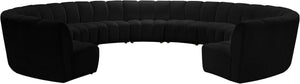 Infinity Velvet / Engineered Wood / Foam Contemporary Black Velvet 11pc. Modular Sectional - 183" W x 171" D x 33" H