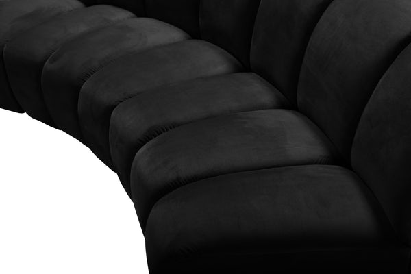 Infinity Velvet / Engineered Wood / Foam Contemporary Black Velvet 11pc. Modular Sectional - 183" W x 171" D x 33" H