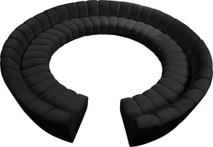 Infinity Velvet / Engineered Wood / Foam Contemporary Black Velvet 12pc. Modular Sectional - 183" W x 181" D x 33" H