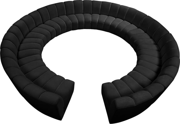 Infinity Velvet / Engineered Wood / Foam Contemporary Black Velvet 12pc. Modular Sectional - 183" W x 181" D x 33" H