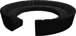 Infinity Velvet / Engineered Wood / Foam Contemporary Black Velvet 12pc. Modular Sectional - 183" W x 181" D x 33" H