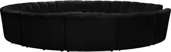 Infinity Velvet / Engineered Wood / Foam Contemporary Black Velvet 12pc. Modular Sectional - 183" W x 181" D x 33" H