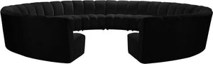 Infinity Velvet / Engineered Wood / Foam Contemporary Black Velvet 12pc. Modular Sectional - 183" W x 181" D x 33" H