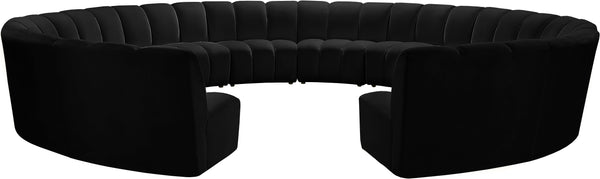 Infinity Velvet / Engineered Wood / Foam Contemporary Black Velvet 12pc. Modular Sectional - 183" W x 181" D x 33" H