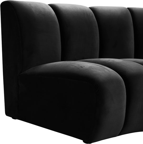 Infinity Velvet / Engineered Wood / Foam Contemporary Black Velvet 12pc. Modular Sectional - 183" W x 181" D x 33" H
