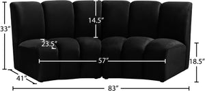 Infinity Velvet / Engineered Wood Contemporary Black Velvet 2pc. Modular Sectional - 83" W x 41" D x 33" H