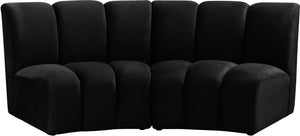 Infinity Velvet / Engineered Wood Contemporary Black Velvet 2pc. Modular Sectional - 83" W x 41" D x 33" H
