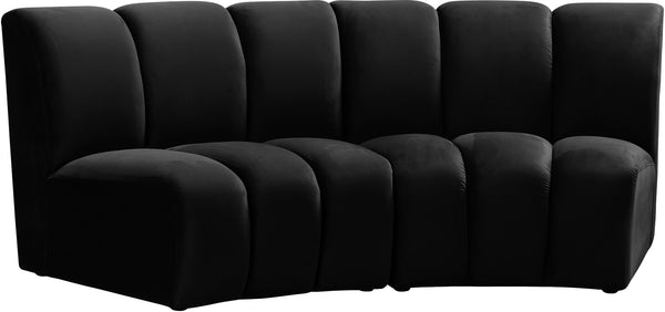 Infinity Velvet / Engineered Wood Contemporary Black Velvet 2pc. Modular Sectional - 83" W x 41" D x 33" H
