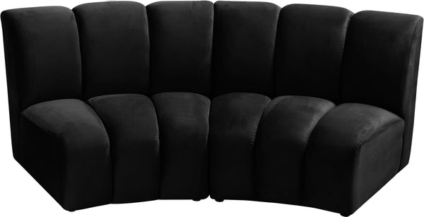Infinity Velvet / Engineered Wood Contemporary Black Velvet 2pc. Modular Sectional - 83" W x 41" D x 33" H