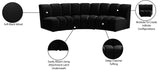 Infinity Velvet / Engineered Wood Contemporary Black Velvet 3pc. Modular Sectional - 119" W x 48" D x 33" H